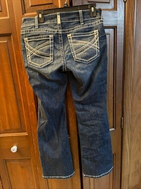 ARIAT Women’s Mid Rise Stretch Entwined Boot Cut Jean Marine Sz 30S